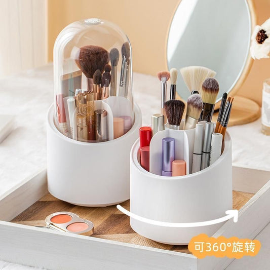 Organizer Porta Trucchi Rotante 360° con Copertura Antipolvere – Porta Pennelli e Cosmetici