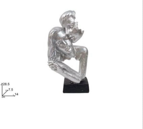 Scultura coppia abbraccio dorata e argento – Statua decorativa romantica in resina