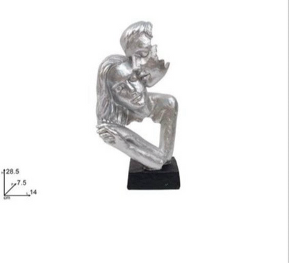 Scultura coppia abbraccio dorata e argento – Statua decorativa romantica in resina