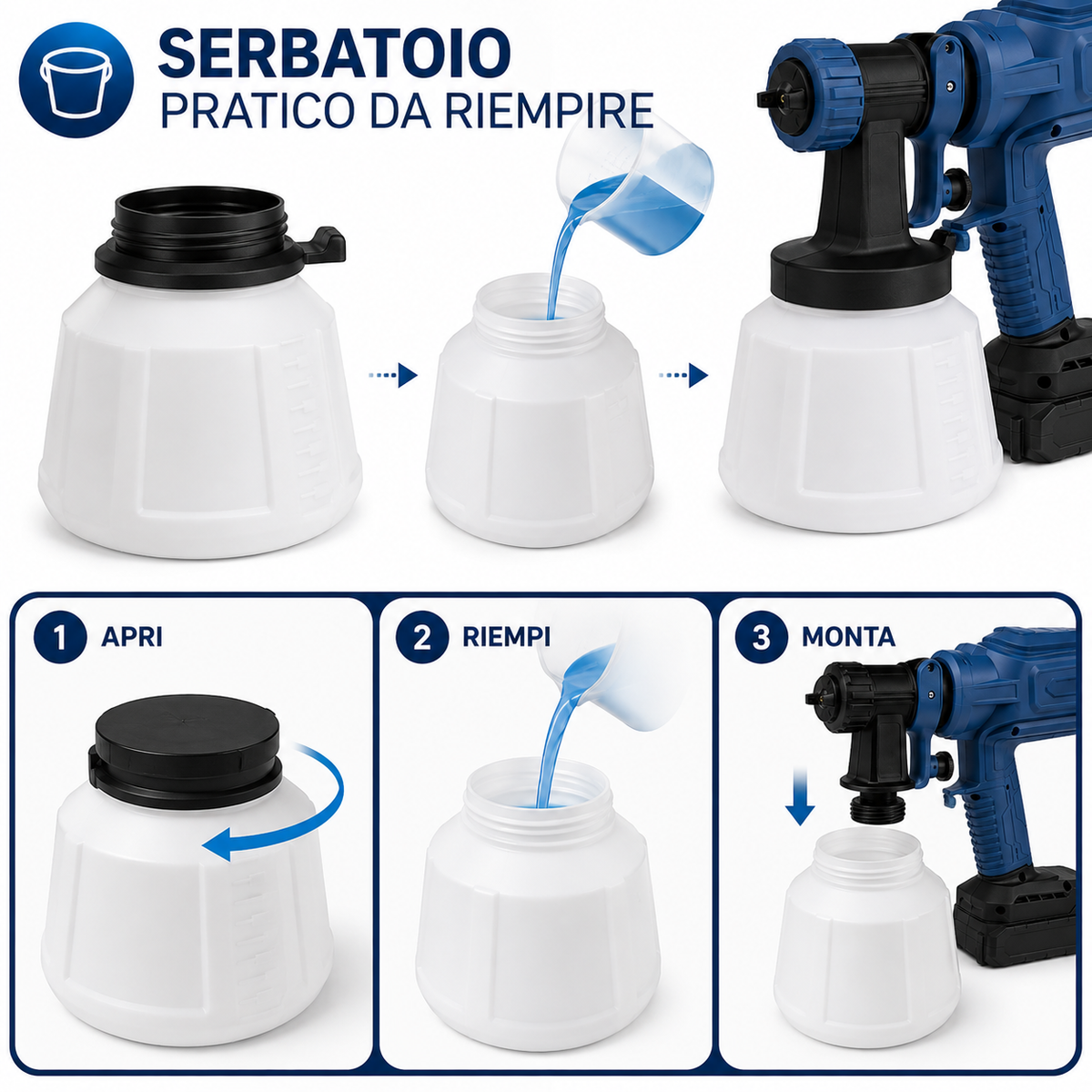 Pistola a Spruzzo per Verniciatura Cordless con Batteria, Verniciatore Elettrico Portatile con Serbatoio Removibile, Spruzzatore per Mobili, Porte, Recinzioni e Progetti Fai da Te