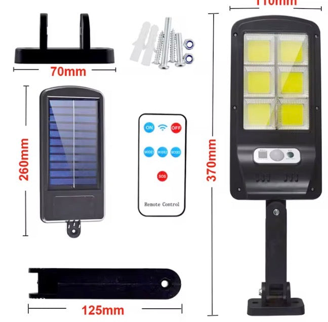 Lampada LED Solare da Esterno con Sensore di Movimento e Telecomando – Illuminazione Potente per Giardino, Cortile e Garage