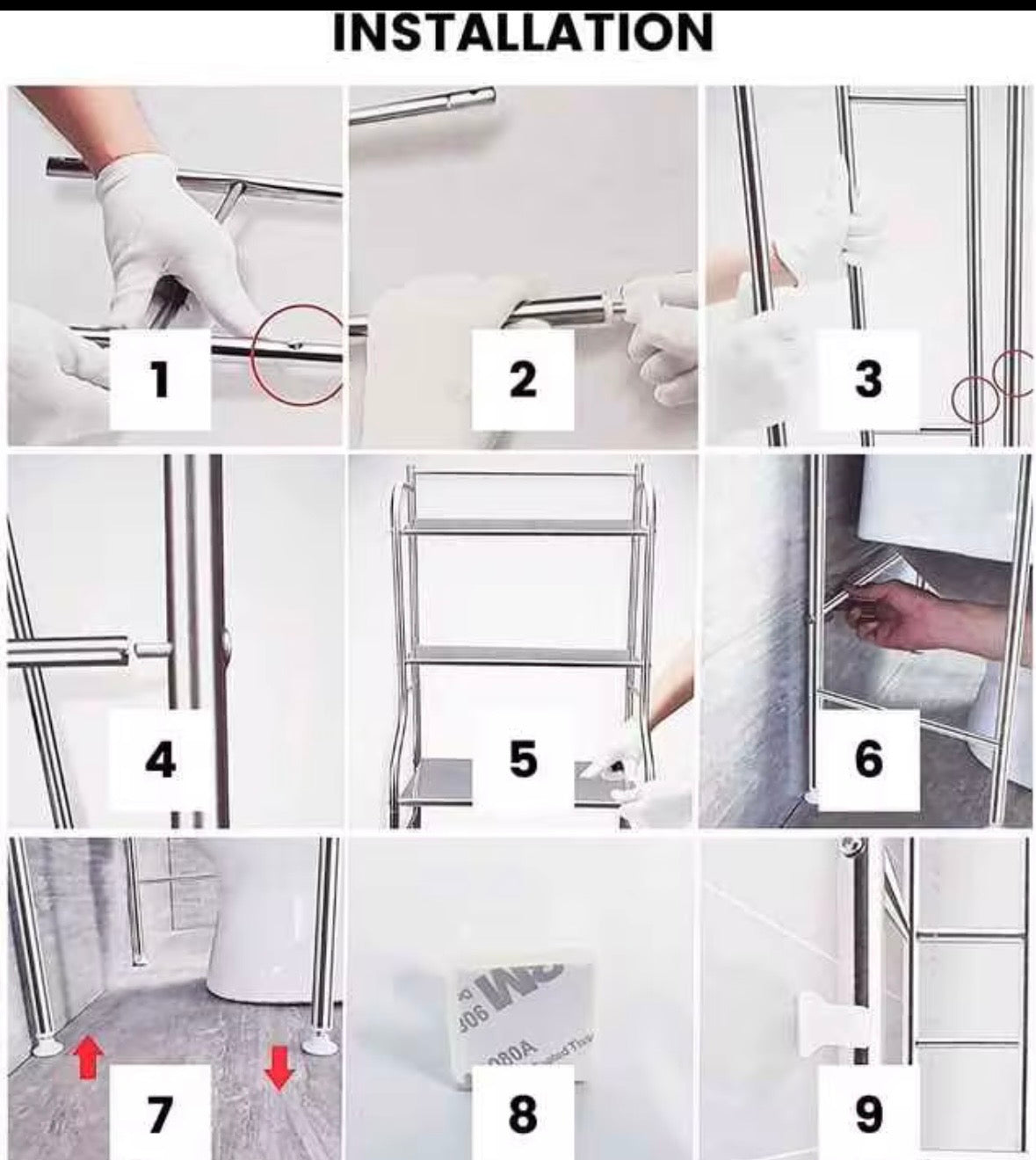 Porta Oggetti Scaffale Salvaspazio sopra Lavatrice - Organizer da Bagno e Lavanderia a 3 Ripiani in Metallo