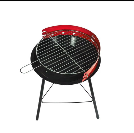 Barbecue a Carbonella da Esterno Compatto e Portatile con Griglia Rossa - Ideale per Balconi, Giardini e Campeggio