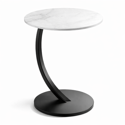 Tavolino Laterale Moderno Salvaspazio, Tavolino da Divano con Base in Metallo e Piano Rotondo, Tavolino da Salotto Minimal Design per Soggiorno Camera Ufficio, 38x40x62 cm