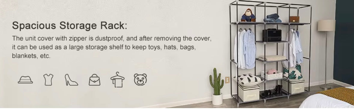 Guardaroba XXL in Tessuto Pieghevole 130x45x175 cm