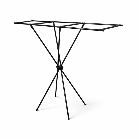 Stendibiancheria Pieghevole Doppia Asta 140x130x55 cm – Stendino Salvaspazio da Interno con Base Stabile a Treppiede – Stendipanni Richiudibile in Metallo per Appartamenti, Studenti, Case Senza Balcone