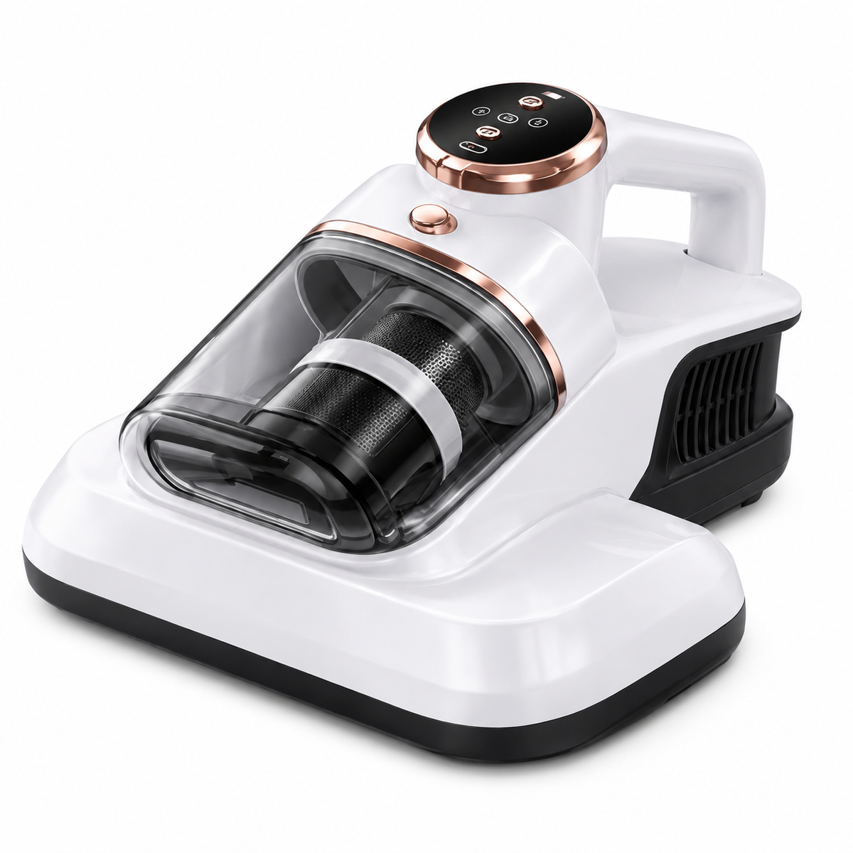 Aspirapolvere per Materassi e Tessuti, Aspiratore Portatile con Contenitore Trasparente e Filtro, Pulitore Compatto per Letto, Divano, Cuscini e Tessuti, Design Ergonomico