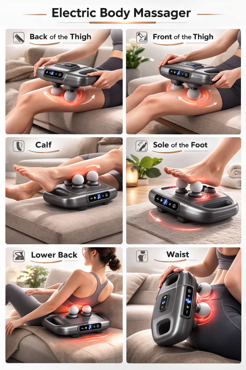 Massaggiatore Elettrico Corpo e Cervicale con Rulli Rotanti – Massaggio Profondo per Collo, Schiena, Vita, Gambe e Piedi – Intensità Regolabile, Design Ergonomico, Relax e Sollievo Muscolare