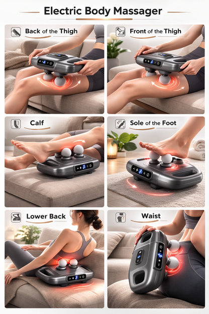 Massaggiatore Elettrico Corpo e Cervicale con Rulli Rotanti – Massaggio Profondo per Collo, Schiena, Vita, Gambe e Piedi – Intensità Regolabile, Design Ergonomico, Relax e Sollievo Muscolare