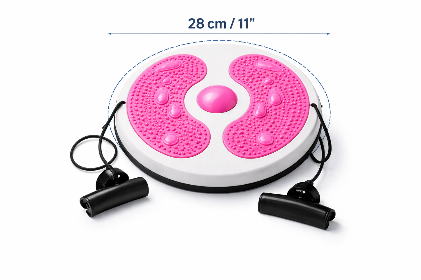 Twister Fitness con Elastici 28 cm – Pedana Girevole per Allenamento Vita e Addome – Disco Rotante con Superficie Antiscivolo e Massaggiante – Attrezzo Dimagrante Casa per Addominali, Glutei e Gambe