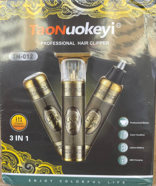 Tagliacapelli Professionale 3 in 1 Ricaricabile — Regolabarba, Rifinitore, Taglia Peli Naso | USB, Cordless, Lama Acciaio, 3 Velocità