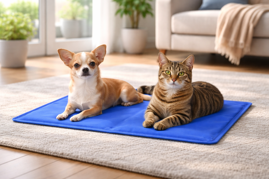 Tappetino Rinfrescante per Cani e Gatti 40x50 cm, Cooling Mat Pieghevole, Superficie Impermeabile, Tappeto Estivo per Animali Domestici, Ideale per Casa, Cucce, Divano e Viaggio – Blu