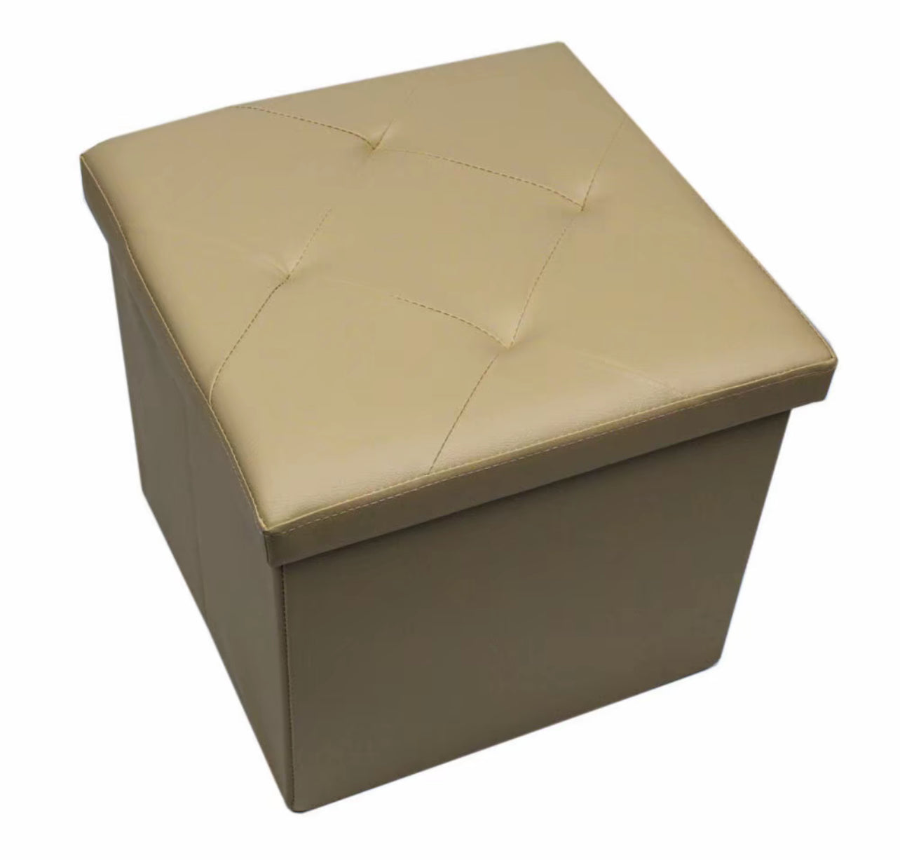 PUFF POUF CONTENITORE QUADRATO ECOPELLE PANCA BAULE TRAPUNTATO 38x38x38cm