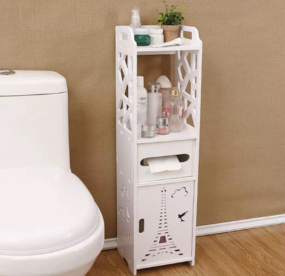 Bdit accessori -Mobile Bagno Sospeso Bianco Salvaspazio 80×18×30 cm — Armadietto Verticale Moderno