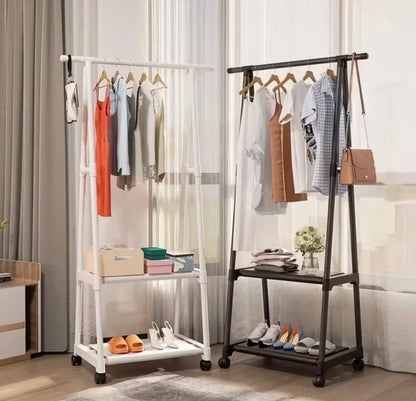 Guardaroba Aperto Stand Appendiabiti con Ripiani (160 cm) | Salvaspazio su Ruote