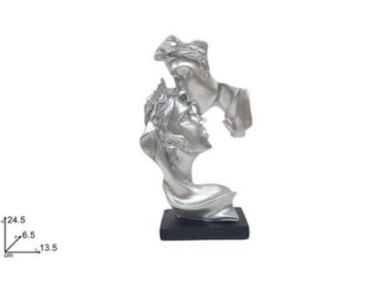 Scultura coppia bacio – Statua romantica dorata e argento in resina