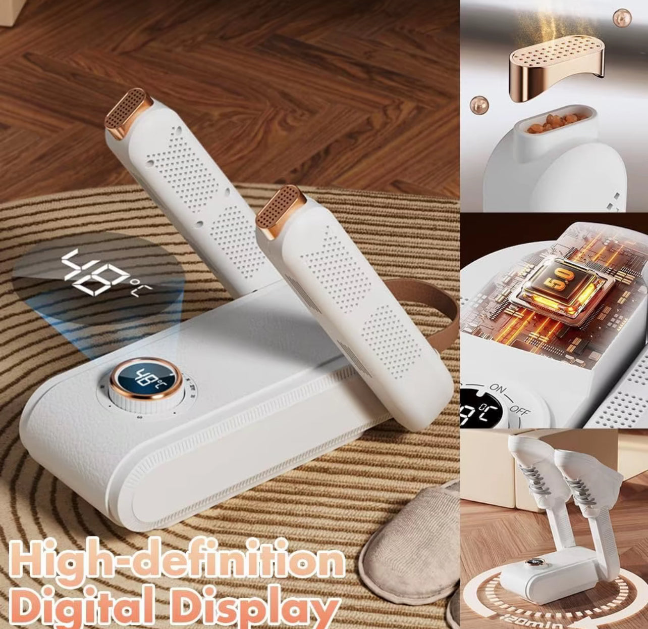 🔥 Asciuga Scarpe Elettrico con Termostato Intelligente e Luce UV – Asciugatura Rapida 360° | Display Digitale | Ideale per Scarpe, Stivali, Guanti e Caschi