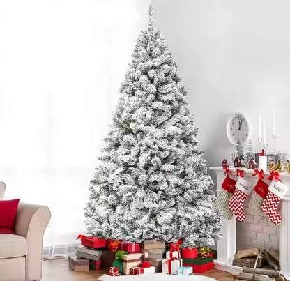 Albero di Natale Innevato Artificiale – Abete Floccato Effetto Neve Vero (120 cm) con Base Robusta