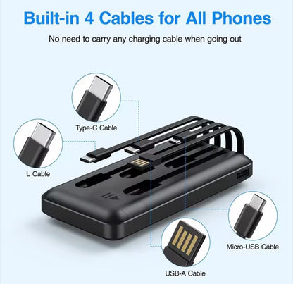 Power Bank 20000 mAh PFT — Caricatore Portatile USB & Type-C | Batteria Esterna Rapida con Display LED, Lightning, Micro, 2×USB