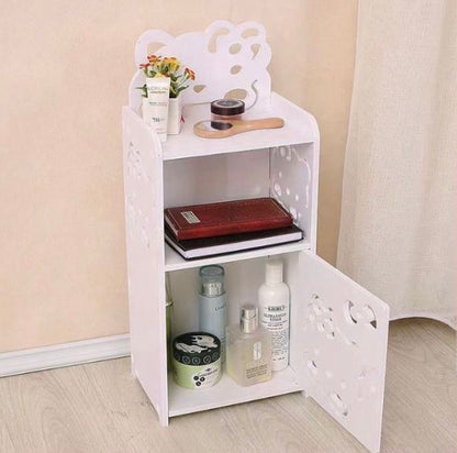 ✨ Mobiletto Bianco Multiuso con 2 Ripiani e Sportello Decorativo – Armadietto Salvaspazio ✨