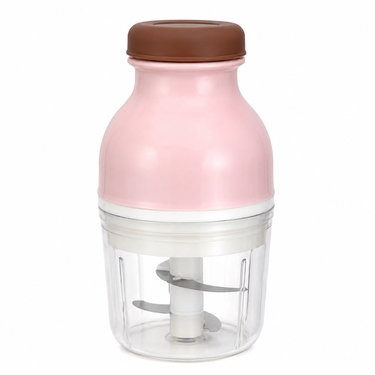 Tritatutto Elettrico Compatto da Cucina, Mini Tritatutto con Contenitore Trasparente e Lame, Chopper per Verdure, Cipolla, Aglio, Erbe Aromatiche e Frutta Secca, Rosa