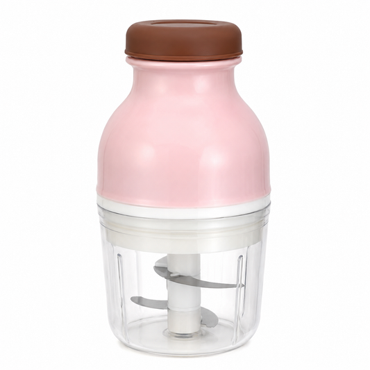Tritatutto Elettrico Compatto da Cucina, Mini Tritatutto con Contenitore Trasparente e Lame, Chopper per Verdure, Cipolla, Aglio, Erbe Aromatiche e Frutta Secca, Rosa