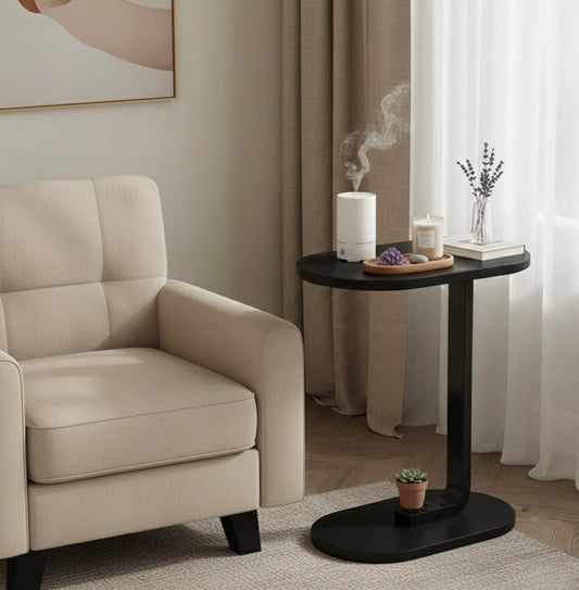 Tavolino Laterale Moderno in Legno e Metallo – Tavolino da Divano Salvaspazio, Comodino Minimal per Soggiorno e Camera