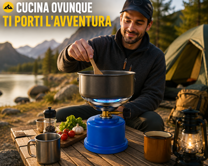 SAFETYCAMPING TR-219 Fornello da Campeggio Portatile, Fornello a Gas Compatto con Bruciatore e Regolazione della Fiamma, per Camping, Picnic, Pesca ed Escursioni Outdoor