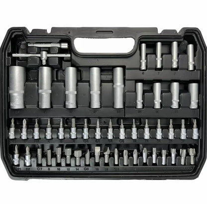 Set Chiavi a Bussola 108 Pezzi con Cricchetto Reversibile, Bussole Metriche, Inserti Bit e Prolunghe, Kit Attrezzi Completo per Riparazioni Auto, Moto e Lavori Fai da Te con Valigetta
