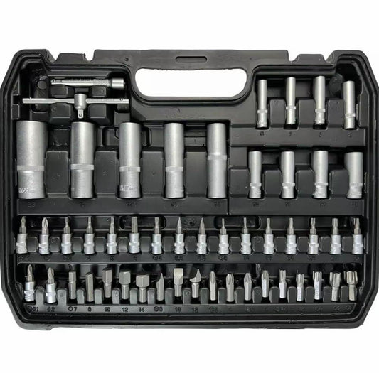 Set Chiavi a Bussola 108 Pezzi con Cricchetto Reversibile, Bussole Metriche, Inserti Bit e Prolunghe, Kit Attrezzi Completo per Riparazioni Auto, Moto e Lavori Fai da Te con Valigetta