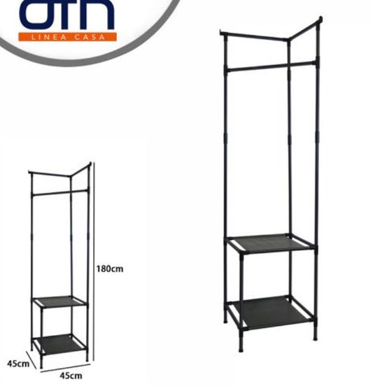 Stand Appendiabiti Guardaroba Aperto Salvaspazio - Struttura in Metallo Nero | OTN Linea Casa