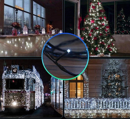 Catena Luci Natalizie LED Luce Fredda – Filo Verde, Metri, Uso Interno, con Controller DFH