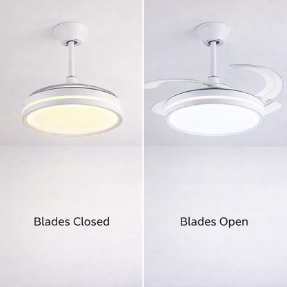 Ventilatore da Soffitto con Luce LED, Pale Retrattili 120 cm, Telecomando Incluso, 3 Temperature Luce, 6 Velocità, Timer, Design Moderno per Soggiorno Camera da Letto