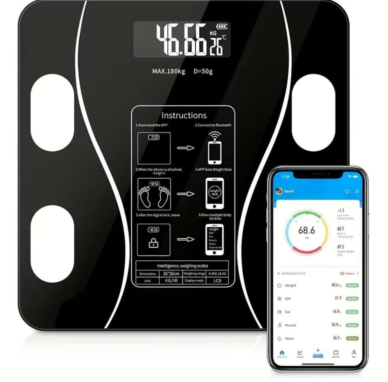 Bilancia Pesapersone Smart Bluetooth con APP – Analisi Composizione Corporea - BDIT ACCESSORI