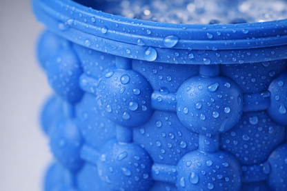 Secchiello Ghiaccio in Silicone con Coperchio, Stampo Ghiaccio Flessibile, Contenitore Cubetti Ghiaccio, Ice Bucket per Bevande, Cocktail, Casa e Picnic