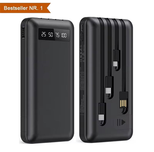 Power Bank 20000 mAh PFT — Caricatore Portatile USB & Type-C | Batteria Esterna Rapida con Display LED, Lightning, Micro, 2×USB