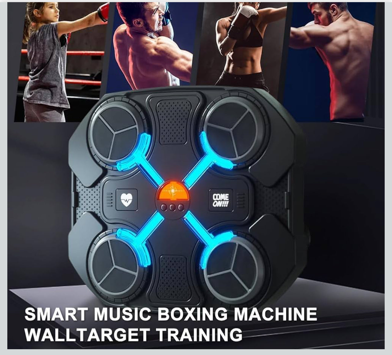 Macchina da Boxe Musicale Extra Large a Parete con LED Dinamico a Colori, Bluetooth, Musica Elettronica e 12 Livelli di Velocità – Allenamento Interattivo per Bambini e Adulti – Ideale per Casa, Interni, Palestre, Allenamenti Fitness e Tempo 27cmx32cm