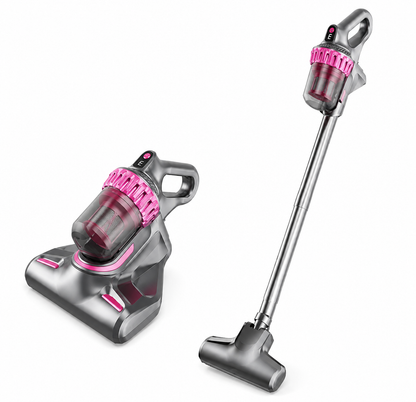 Aspirapolvere 2 in 1 Scopa Elettrica e Aspirapolvere Portatile, Design Compatto, Contenitore Polvere Trasparente, Impugnatura Pratica, per Pavimenti, Tappeti, Divano e Pulizia della Casa, Grigio/Rosa