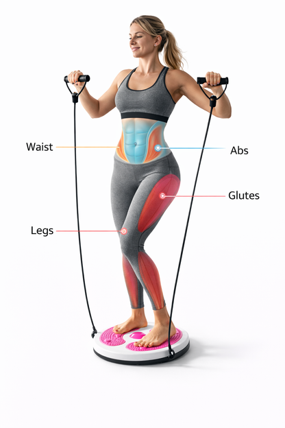 Twister Fitness con Elastici 28 cm – Pedana Girevole per Allenamento Vita e Addome – Disco Rotante con Superficie Antiscivolo e Massaggiante – Attrezzo Dimagrante Casa per Addominali, Glutei e Gambe