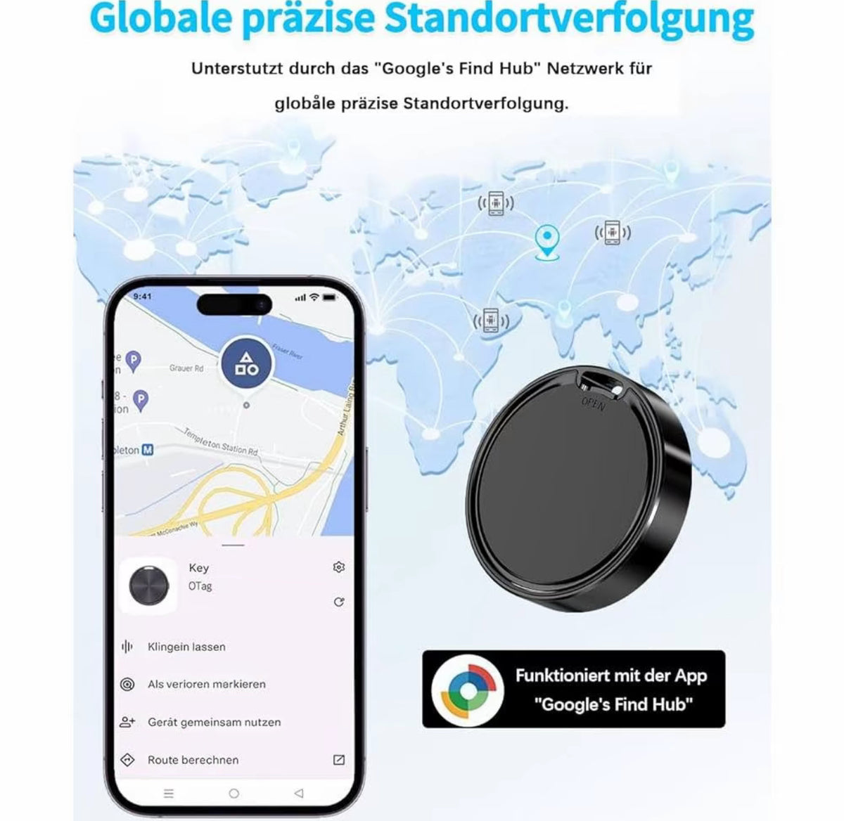 OTAG Dispositivo Anti-Smarrimento – Compatibile con Android Find My Device, Ideale per Chiavi, Zaini, Animali e Altri Oggetti - F8A