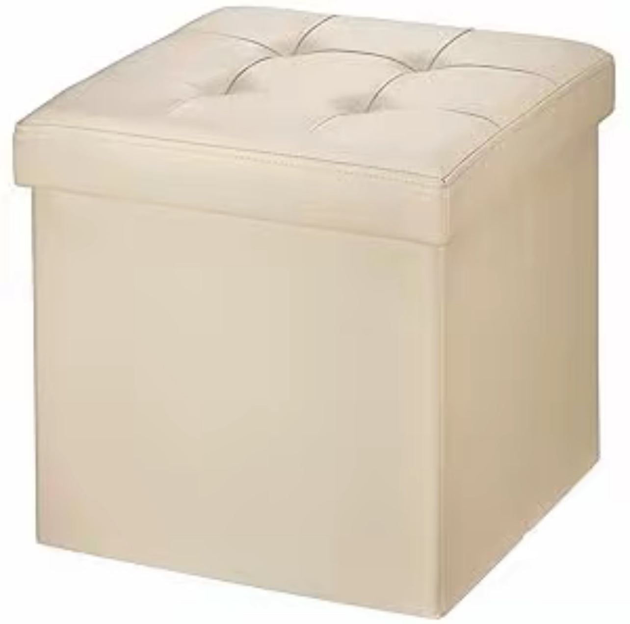 PUFF POUF CONTENITORE QUADRATO ECOPELLE PANCA BAULE TRAPUNTATO 38x38x38cm