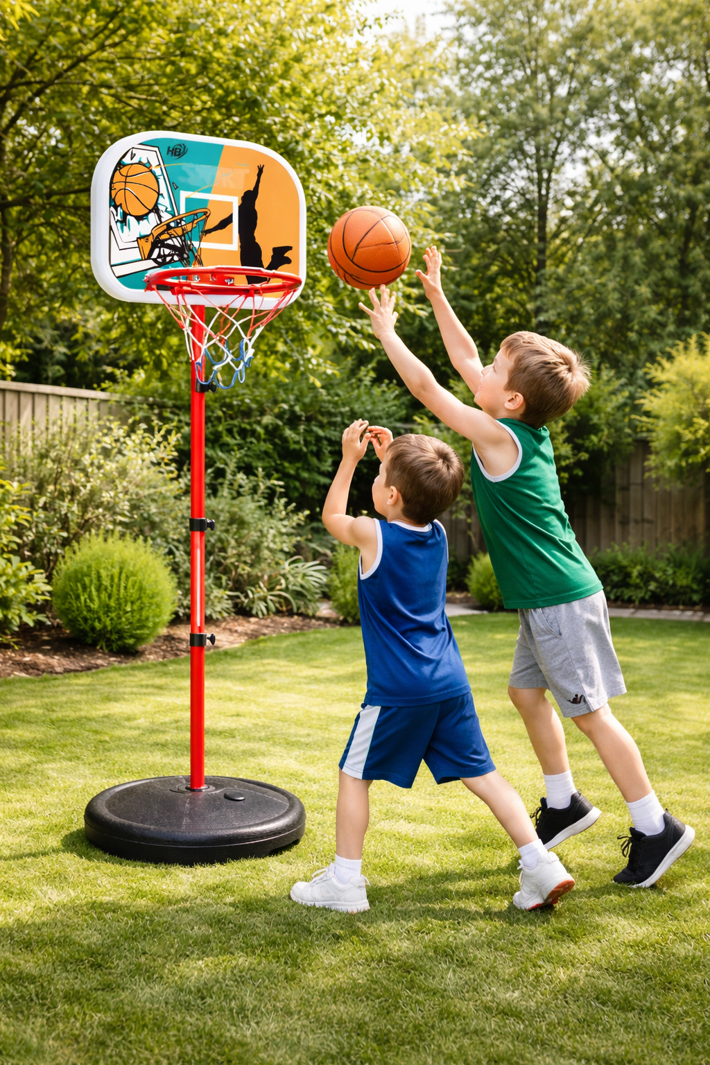 Canestro da Basket per Bambini Regolabile in Altezza fino a 120 cm – Struttura Stabile con Base Riempibile Acqua o Sabbia – Mini Basket da Interno ed Esterno per Casa e Giardino