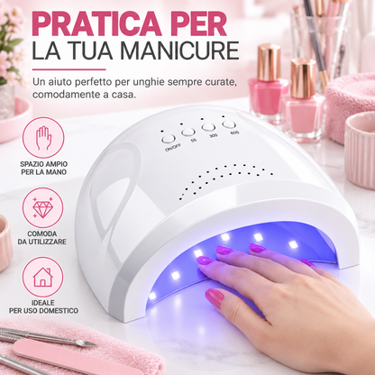 BDIT Accessori Lampada UV LED per Unghie, Lampada per Manicure e Nail Art con Comandi Superiori, Ampia Apertura per la Mano, Luce UV/LED, per Gel Unghie e Manicure a Casa, Bianca