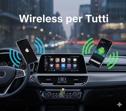 Adattatore Wireless per CarPlay e Android Auto, Convertitore Senza Fili Plug & Play, Dongle USB per Auto con CarPlay Cablato, Connessione Automatica Bluetooth WiFi, Compatibile iOS e Android