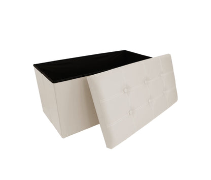 Leather Padded Trunk Bench Pouf with Quilted Button Design – Multi-Functional Storage Ottoman Bag – Available in Various Colours - BDIT ACCESSORI