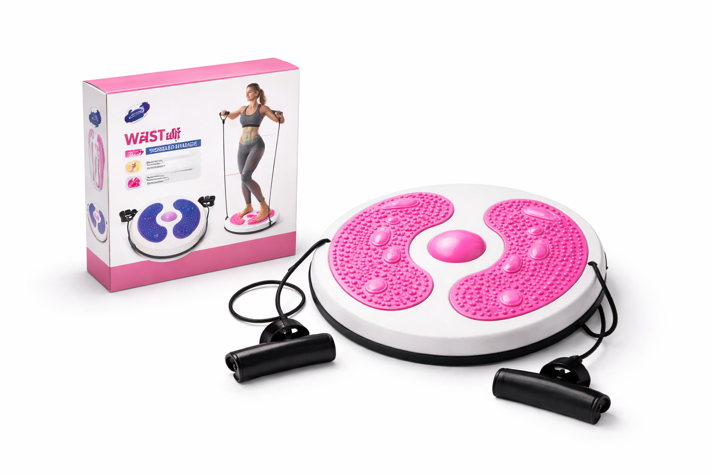 Twister Fitness con Elastici 28 cm – Pedana Girevole per Allenamento Vita e Addome – Disco Rotante con Superficie Antiscivolo e Massaggiante – Attrezzo Dimagrante Casa per Addominali, Glutei e Gambe