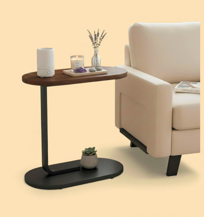 Tavolino Laterale Moderno in Legno e Metallo – Tavolino da Divano Salvaspazio, Comodino Minimal per Soggiorno e Camera