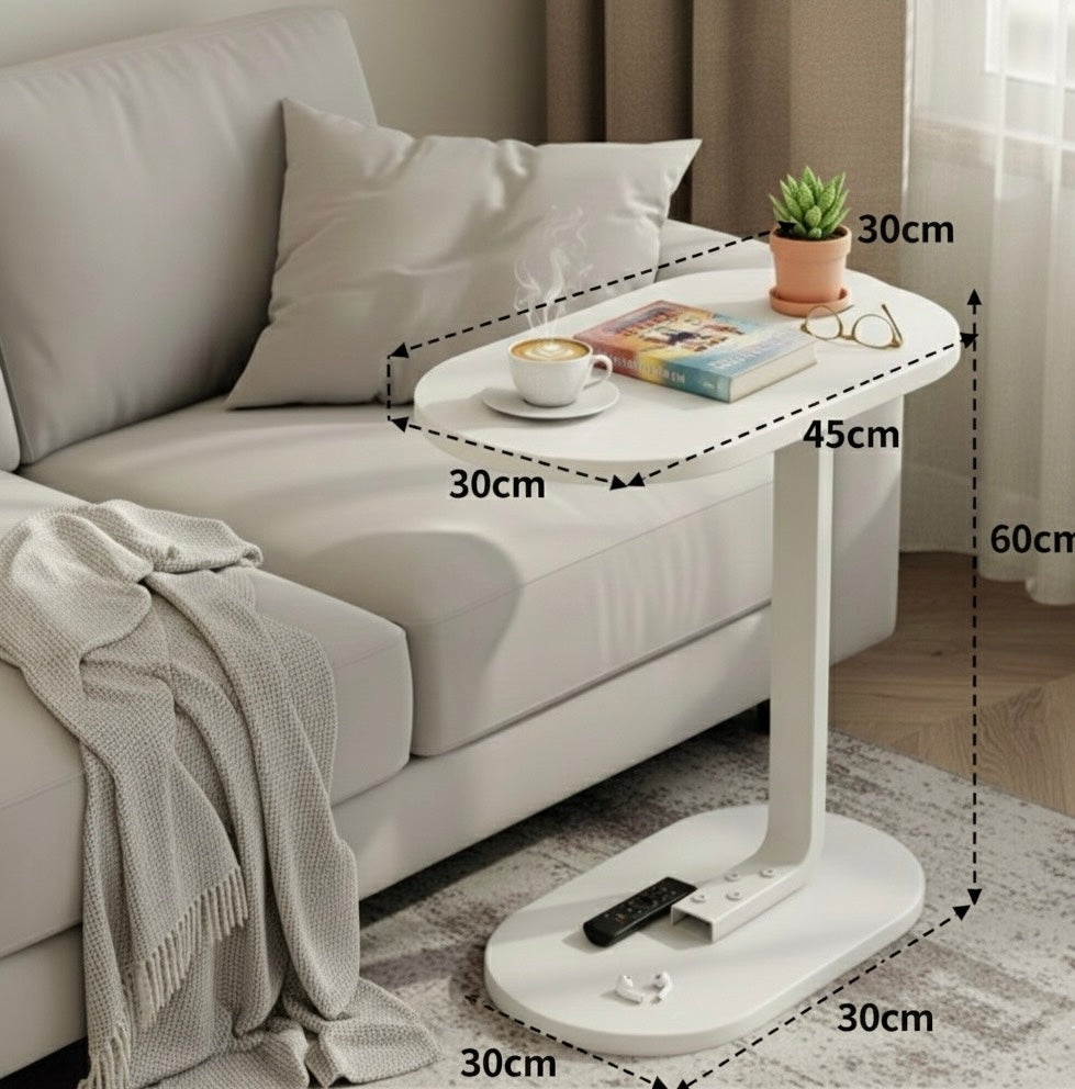 Tavolino Laterale Moderno in Legno e Metallo – Tavolino da Divano Salvaspazio, Comodino Minimal per Soggiorno e Camera