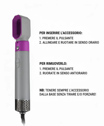 Styler Multifunzione 5 in 1 per Capelli – Asciuga, Modella e Dona Volume colore marrone