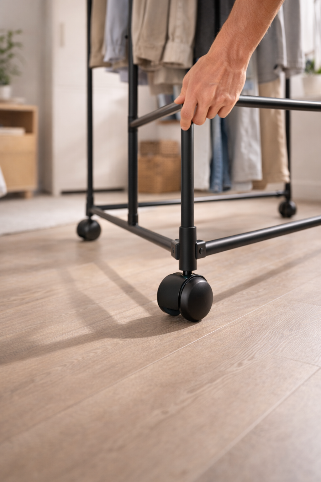 Appendiabiti con Ruote 120x70x36 cm – Stand Appendiabiti Esagonale Salvaspazio in Metallo – Armadio Aperto Mobile con 4 Ruote per Camera, Ingresso, Negozio, Appartamento